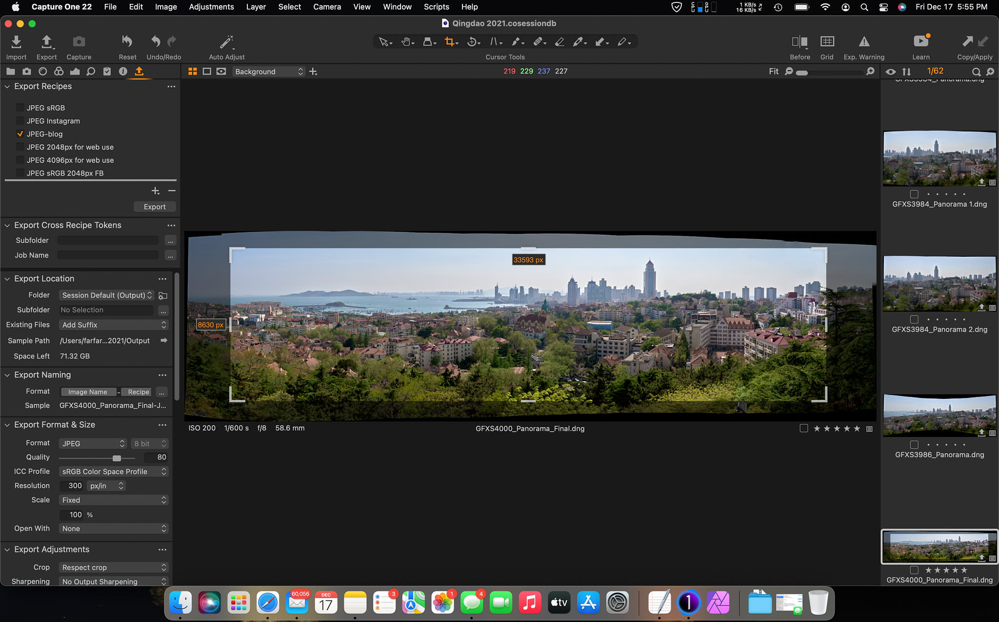 Screen shot of Capture One 22 Panorama Stitching feature