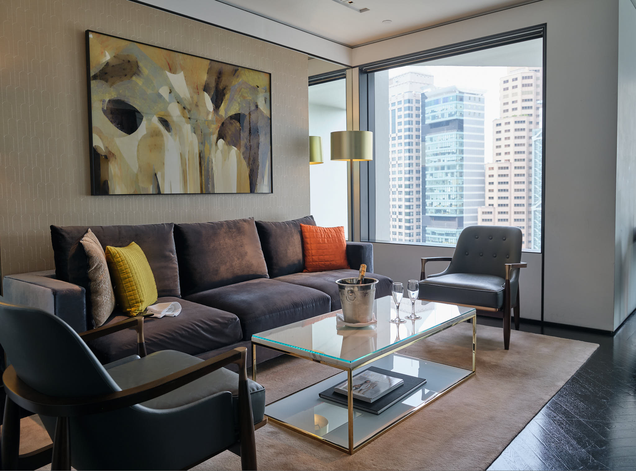 Living room in the Signature Suite at The Murray Hotel Hong Kong