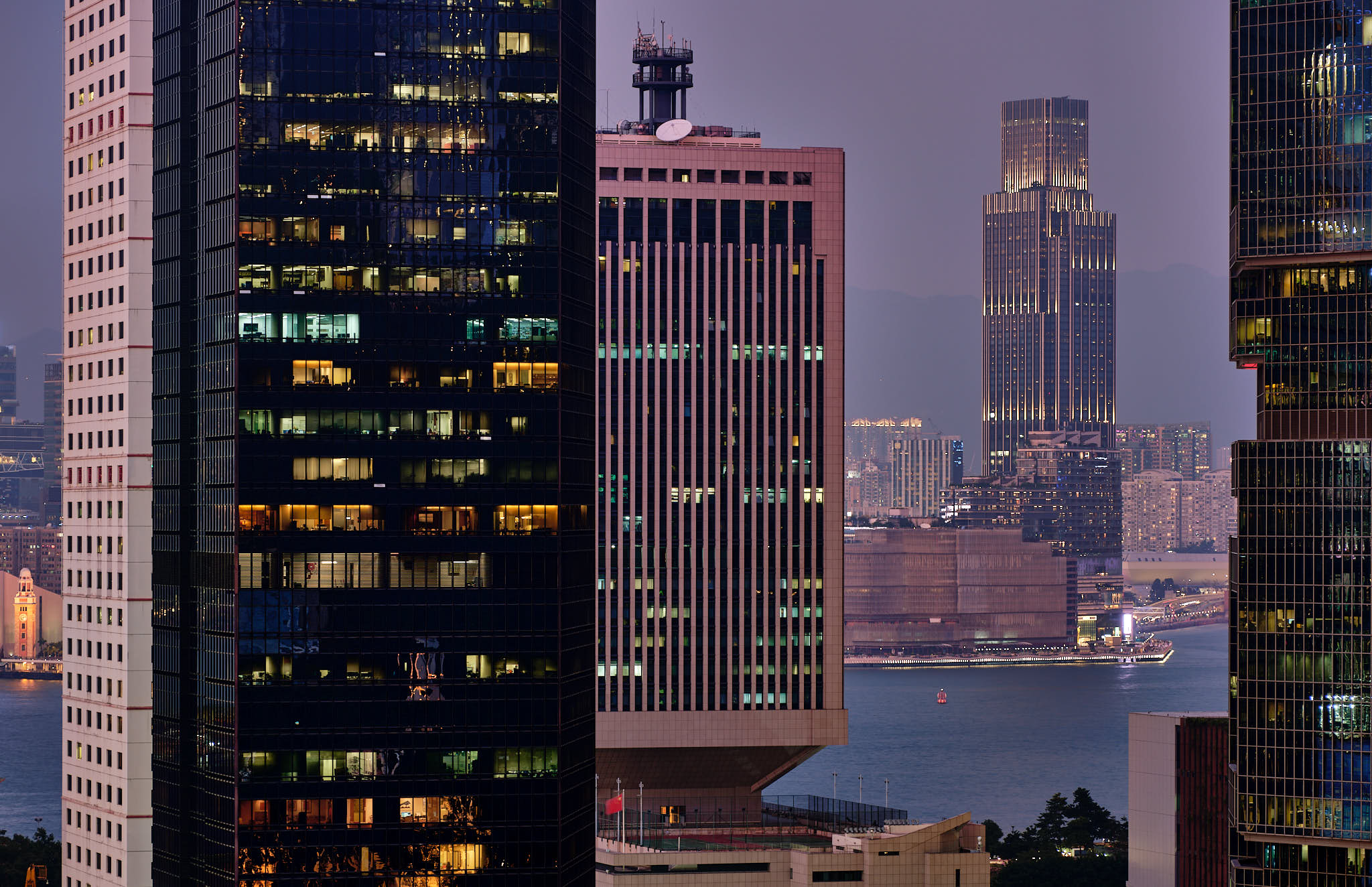 Rosewood Hotel during blue hour, Hong Kong