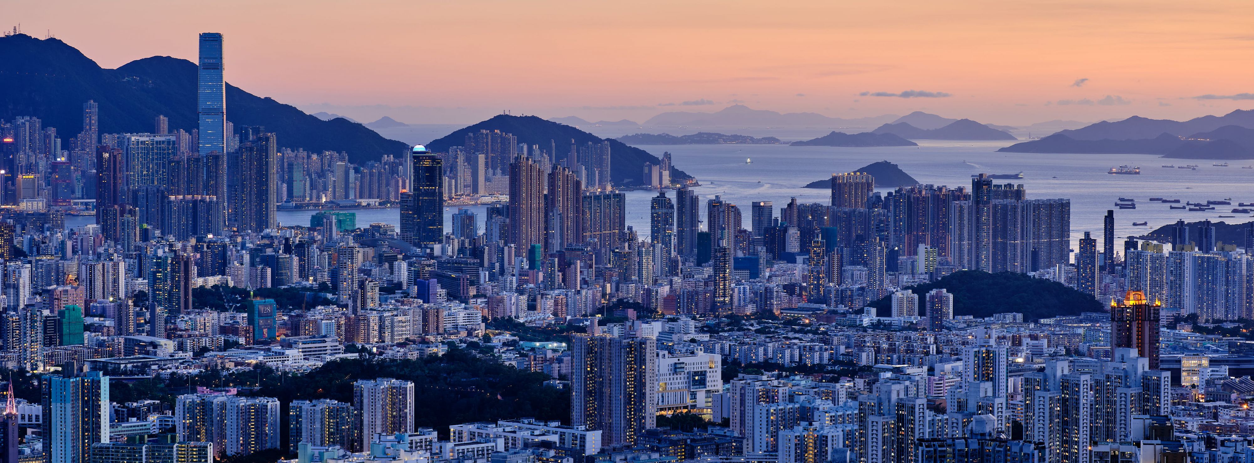 XPan Hong Kong sunset blue hour skyline