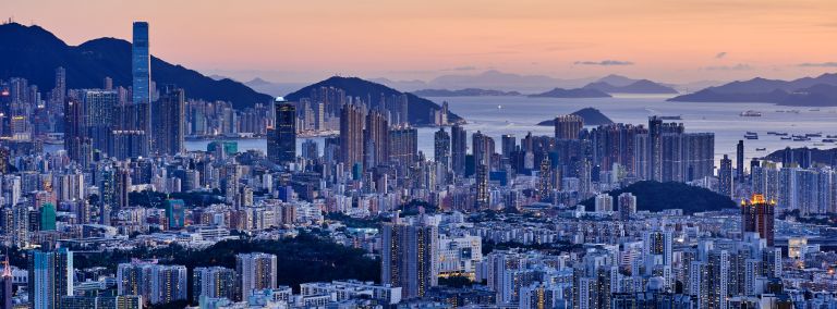 XPan Hong Kong sunset blue hour skyline