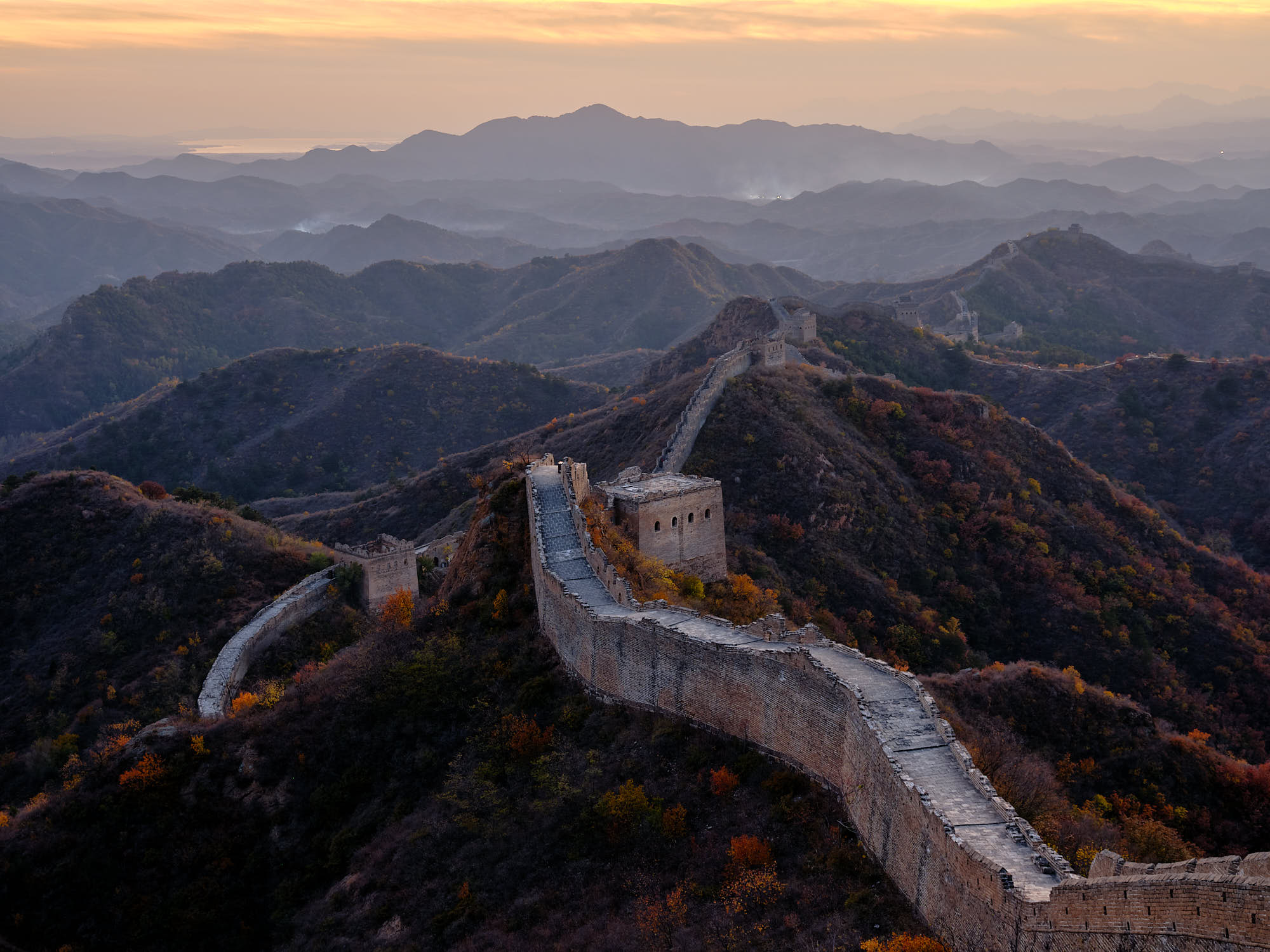 Jinshanling Great Wall of China at sunset