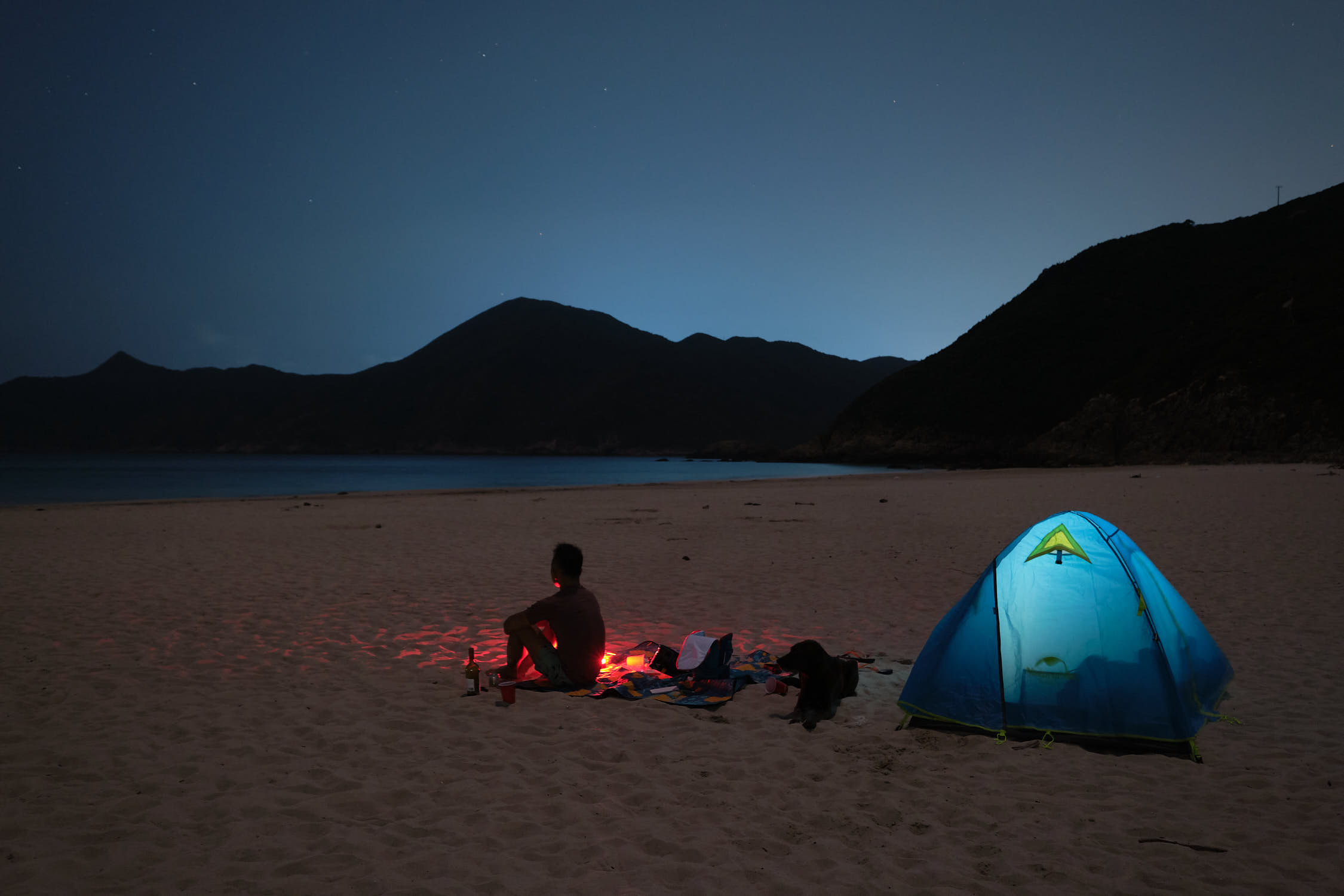 Moonlight camping at Ham Tin Wan